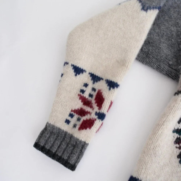 Vintage Muskoka Lakes Grey & Cream 100% Shetland Wool "Winter" Design Size Large - Picture 11 of 13